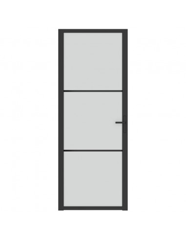 Porta Interna 76x201,5 cm Nero Opaco Vetro e Alluminio