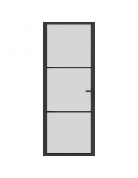 Porta Interna 76x201,5 cm Nero Opaco Vetro e Alluminio