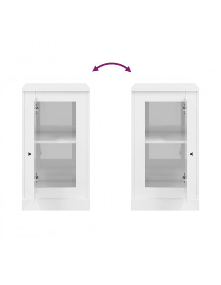 Credenze 2 pz Bianco Lucido 37,5x35,5x67,5 cm Legno Multistrato