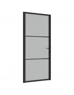 Porta Interna 93x201,5 cm Nero Opaco Vetro e Alluminio 2