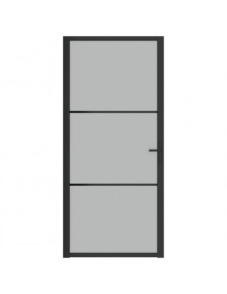 Porta Interna 93x201,5 cm Nero Opaco Vetro e Alluminio