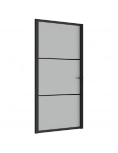 Porta Interna 102,5x201,5 cm Nero Opaco in Vetro e Alluminio 2