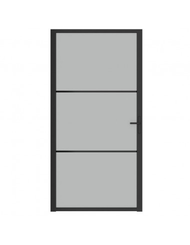 Porta Interna 102,5x201,5 cm Nero Opaco in Vetro e Alluminio