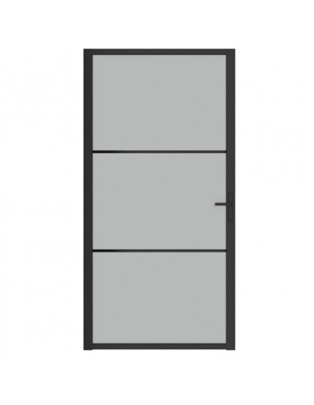 Porta Interna 102,5x201,5 cm Nero Opaco in Vetro e Alluminio