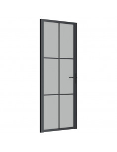 Porta Interna 76x201,5 cm Nero Opaco Vetro e Alluminio 2