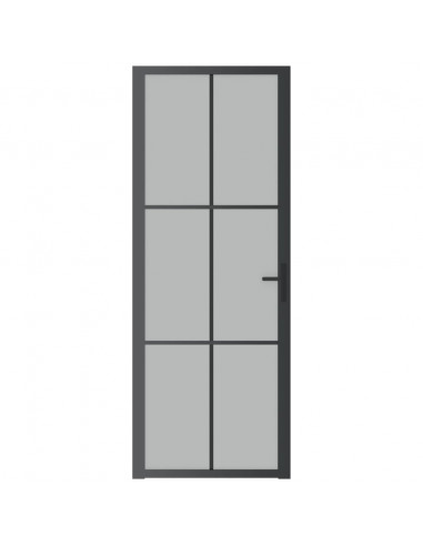 Porta Interna 76x201,5 cm Nero Opaco Vetro e Alluminio