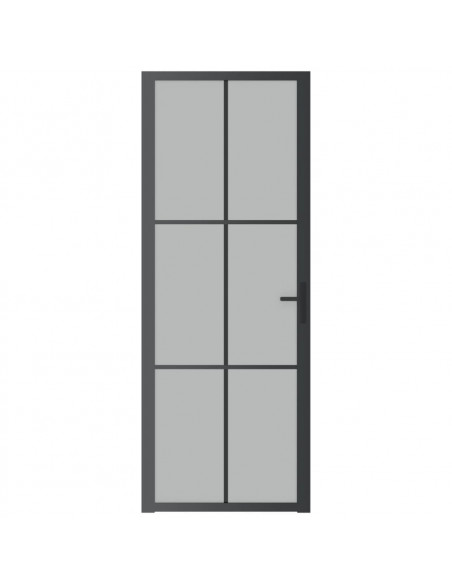 Porta Interna 76x201,5 cm Nero Opaco Vetro e Alluminio
