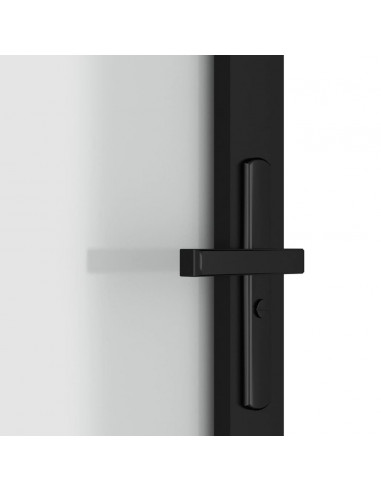 Porta Interna 76x201,5 cm Nero Opaco Vetro e Alluminio