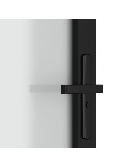 Porta Interna 83x201,5 cm Nero Opaco Vetro e Alluminio