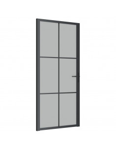 Porta Interna 93x201,5 cm Nero Opaco Vetro e Alluminio 2