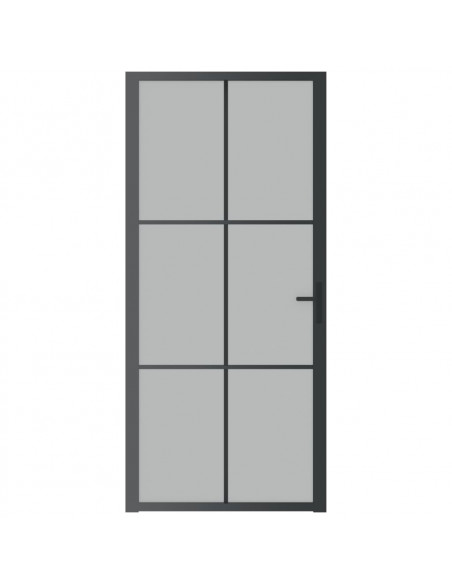 Porta Interna 93x201,5 cm Nero Opaco Vetro e Alluminio