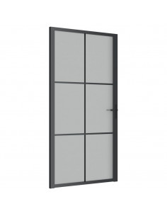Porta Interna 102,5x201,5 cm Nero Opaco in Vetro e Alluminio 2