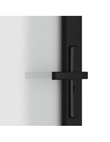 Porta Interna 102,5x201,5 cm Nero Opaco in Vetro e Alluminio
