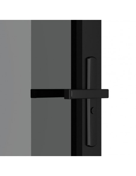 Porta Interna 83x201,5 cm Nero Opaco Vetro ESG e Alluminio
