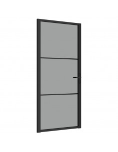 Porta Interna 93x201,5 cm Nera in Vetro ESG e Alluminio 2