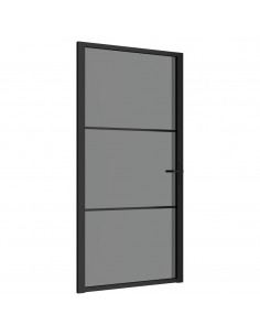 Porta Interna 102,5x201,5 cm Nera in Vetro ESG e Alluminio 2