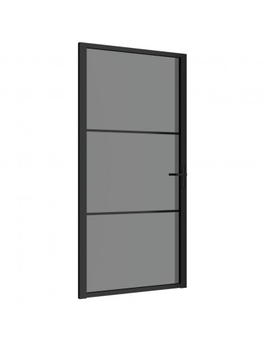 Porta Interna 102,5x201,5 cm Nera in Vetro ESG e Alluminio