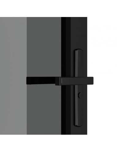 Porta Interna 102,5x201,5 cm Nera in Vetro ESG e Alluminio
