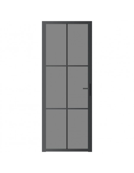 Porta Interna 76x201,5 cm Nera in Vetro ESG e Alluminio