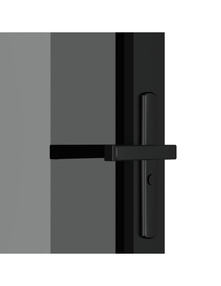Porta Interna 76x201,5 cm Nera in Vetro ESG e Alluminio