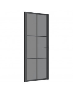 Porta Interna 83x201,5 cm Nera in Vetro ESG e Alluminio 2