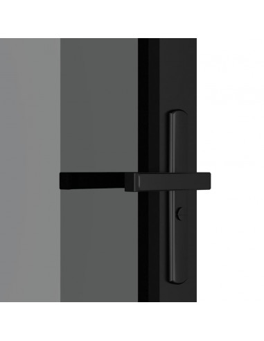 Porta Interna 83x201,5 cm Nera in Vetro ESG e Alluminio