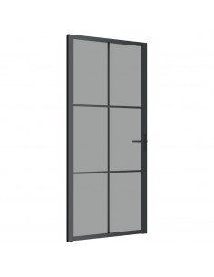 Porta Interna 93x201,5 cm Nera in Vetro ESG e Alluminio 2