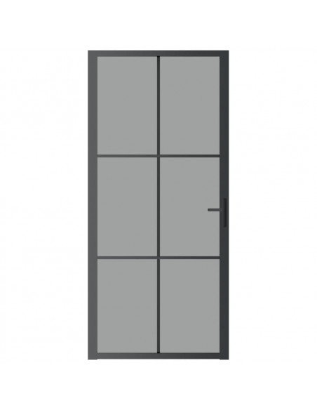 Porta Interna 93x201,5 cm Nera in Vetro ESG e Alluminio