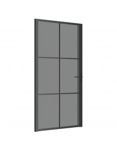 Porta Interna 102,5x201,5 cm Nera in Vetro ESG e Alluminio 2