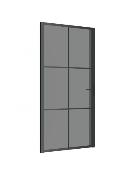 Porta Interna 102,5x201,5 cm Nera in Vetro ESG e Alluminio