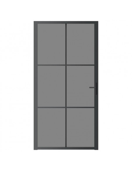 Porta Interna 102,5x201,5 cm Nera in Vetro ESG e Alluminio