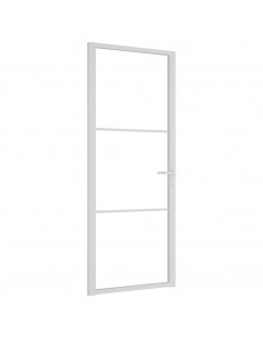 Porta Interna 83x201,5 cm Bianca in Vetro ESG e Alluminio 2