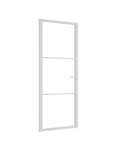 Porta Interna 83x201,5 cm Bianca in Vetro ESG e Alluminio