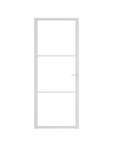 Porta Interna 83x201,5 cm Bianca in Vetro ESG e Alluminio