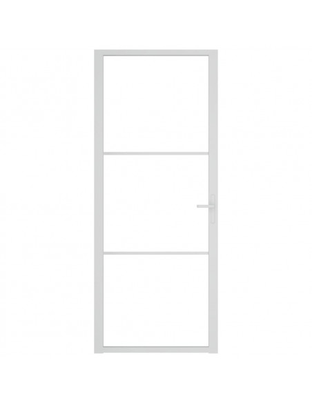Porta Interna 83x201,5 cm Bianca in Vetro ESG e Alluminio