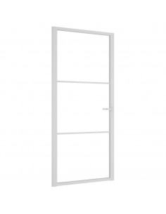 Porta Interna 93x201,5 cm Bianca in Vetro ESG e Alluminio 2