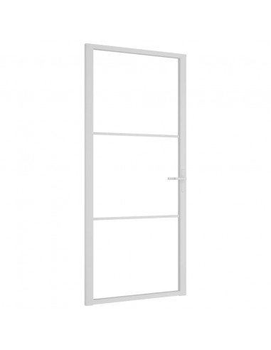 Porta Interna 93x201,5 cm Bianca in Vetro ESG e Alluminio