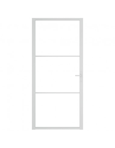 Porta Interna 93x201,5 cm Bianca in Vetro ESG e Alluminio