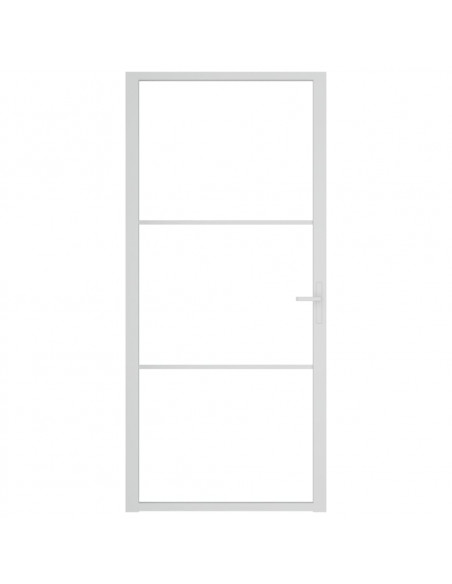 Porta Interna 93x201,5 cm Bianca in Vetro ESG e Alluminio
