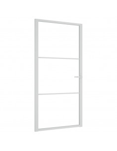 Porta Interna 102,5x201,5 cm Bianca in Vetro ESG e Alluminio 2
