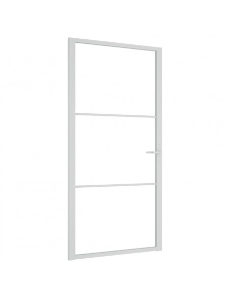 Porta Interna 102,5x201,5 cm Bianca in Vetro ESG e Alluminio