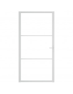 Porta Interna 102,5x201,5 cm Bianca in Vetro ESG e Alluminio 2