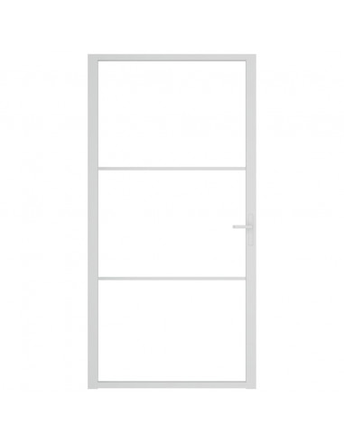 Porta Interna 102,5x201,5 cm Bianca in Vetro ESG e Alluminio