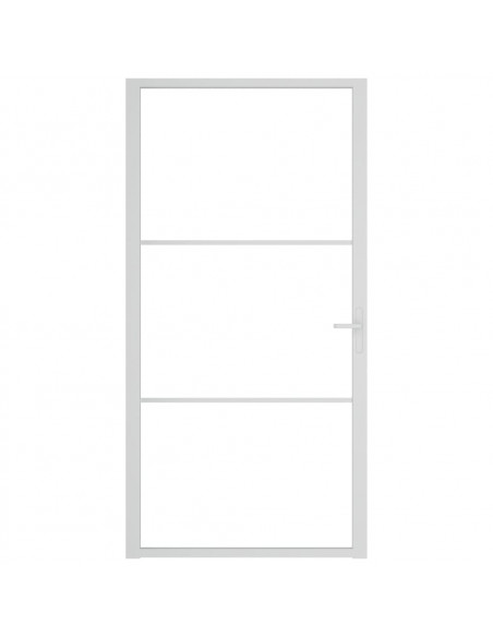 Porta Interna 102,5x201,5 cm Bianca in Vetro ESG e Alluminio