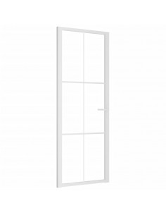Porta Interna 76x201,5 cm Bianca in Vetro ESG e Alluminio 2