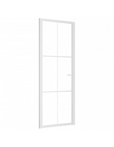 Porta Interna 76x201,5 cm Bianca in Vetro ESG e Alluminio