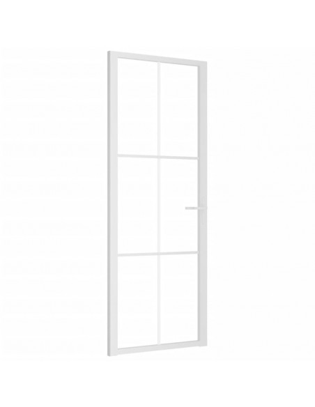 Porta Interna 76x201,5 cm Bianca in Vetro ESG e Alluminio
