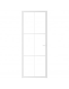 Porta Interna 76x201,5 cm Bianca in Vetro ESG e Alluminio 2