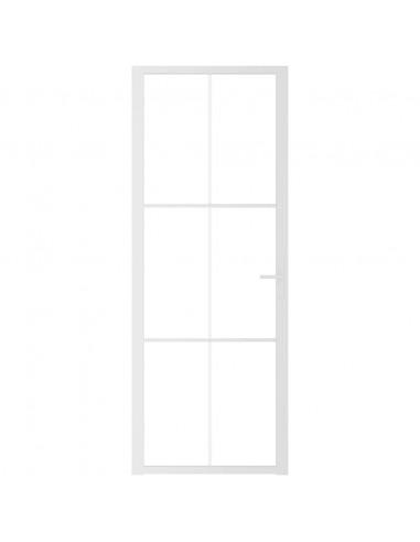 Porta Interna 76x201,5 cm Bianca in Vetro ESG e Alluminio