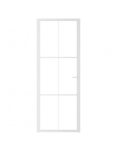 Porta Interna 76x201,5 cm Bianca in Vetro ESG e Alluminio